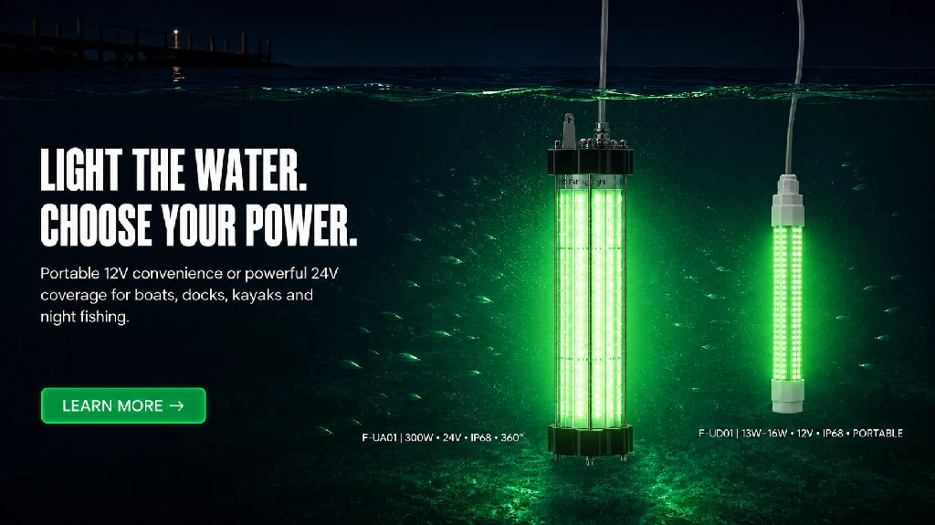12V portable and 24V high-power underwater LED lights for fishing